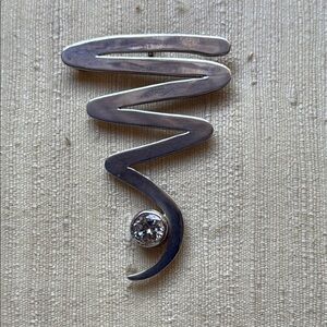 Modernist Zig Zag Squiggle Sterling CZ Pin/Pendant, Mexico TG-137